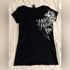 Metal Mulisha Women's Black and White Skull Tee